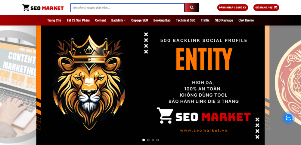 Giao diện trang chủ chính thức của SEO Market